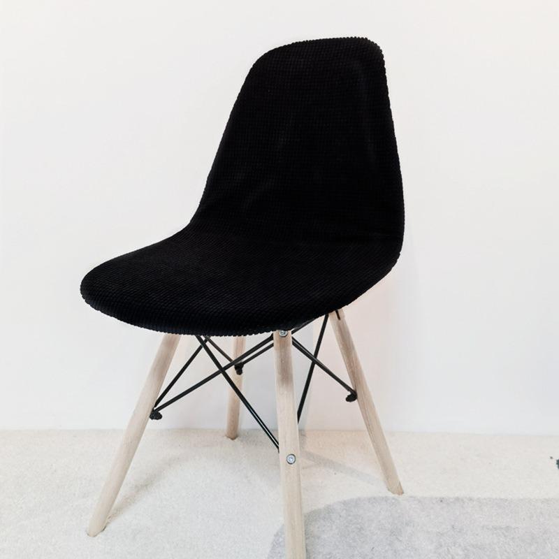 Polar Fleece Shell Chair Cover Solid Color Jacquard Dining Chair Slipcover Stretch Anti-Dust Seat Cover For Living Room Home