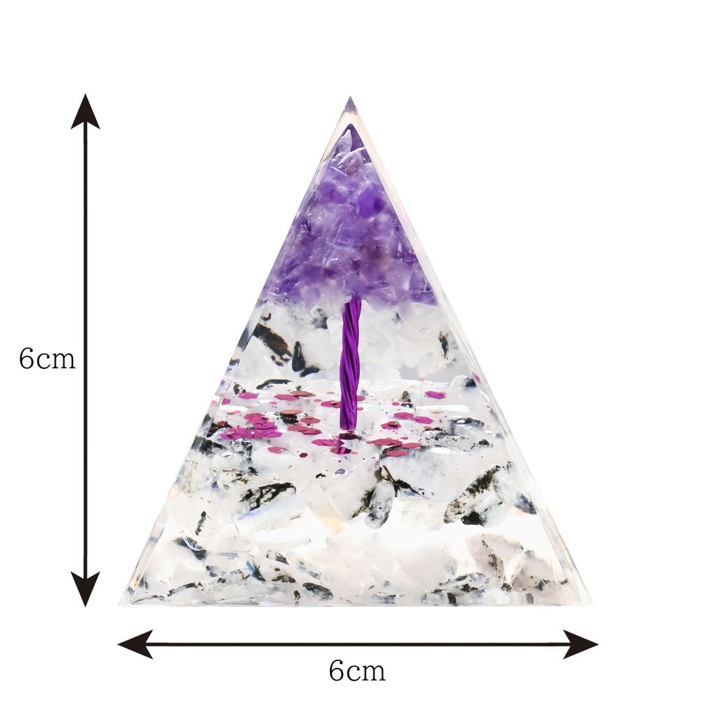 Orgonite Crystal Orgone Pyramid Tree of Life Energy Tower Nature Reiki Healing Chakra Crushed Stone Object 6cm x 6cm (10)