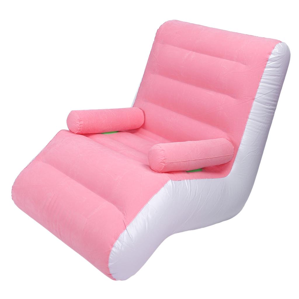 Inflatable Sofa Ergonomic S Shaped Portable Soft Flocking   Blow Up Couch for Home Travel  