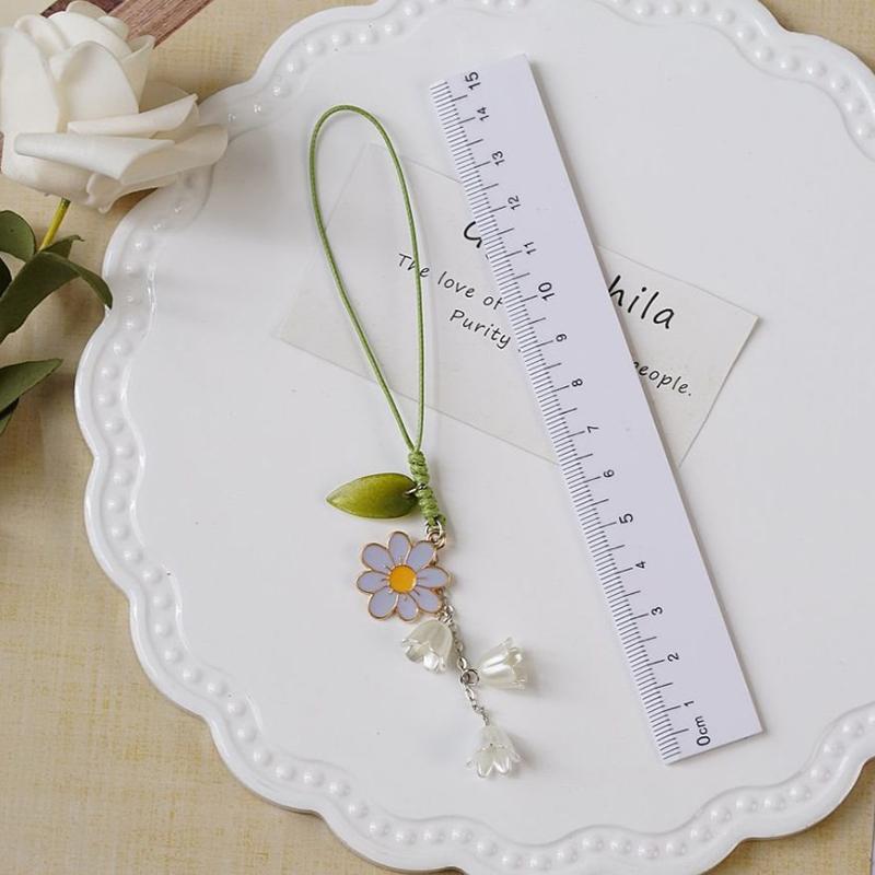 Flower Mobile Phone Straps Charm Cute For Phone Short Lanyard Hand Rope Kawaii Keychain Phone Strap Pendant