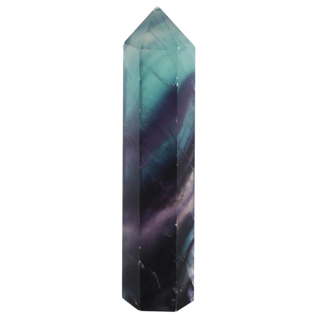 Natural Fluorite Quartz Crystal Hexagonal Wand for Decoration Ornament