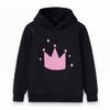 Kids Boys Girls Princess Crown Print Hoodie Casual Long Sleeve Pullover Sweatshirt Soft Lightweight Cute Sparkle Pattern Top For Toddler Children Dail