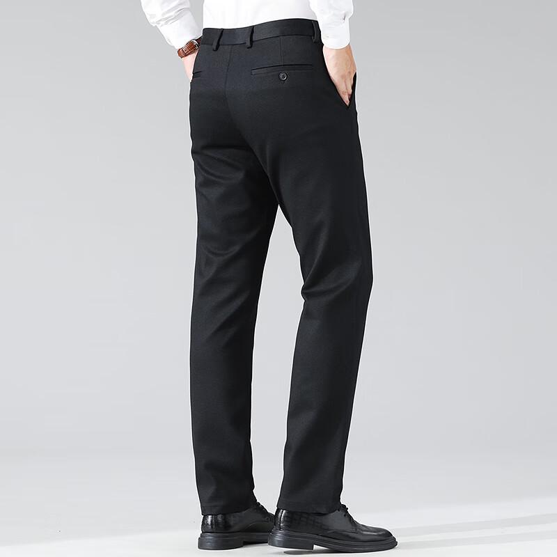 FAPAI Men's Modal Blend Warm Fleece-Lined Casual Business Trousers