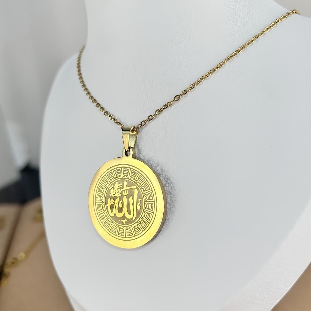 Round Arabic Name Pendant Necklace, Arabic Allah Necklace Pendant, Ideal For Friendship Souvenirs And Everyday Wear.