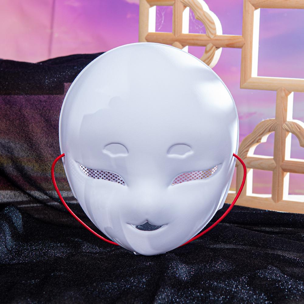 Maschera Integrale in PVC Bianca Maschera Fai-da-te in PVC con Corda per Festa Cosplay Mascherata