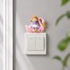 Decorative Wall Switch Decal 3D Resin Stickers, Fairy Tale Girl on Swan Decor, Sticker Peel & Stick Light for Kids Bedroom Nursery Home Decor