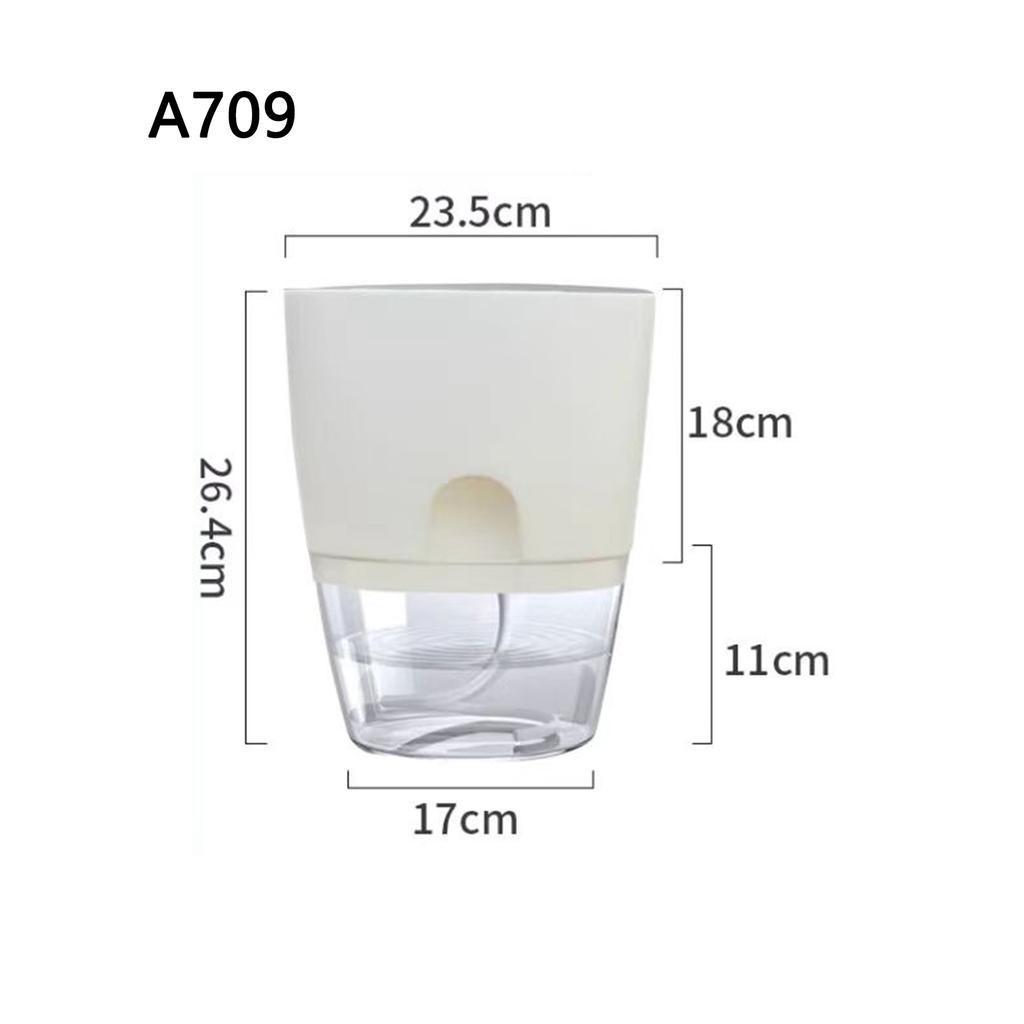 Transparent Double Layer Plastic Flower Pot Self Watering Flowerpot Cotton Rope Watering Small Plant Pot with Injection Port