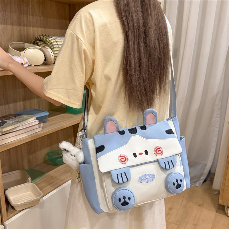 Cartoon-Katze Messenger Bag Damen Große Kapazität Umhängetasche Student Handtasche