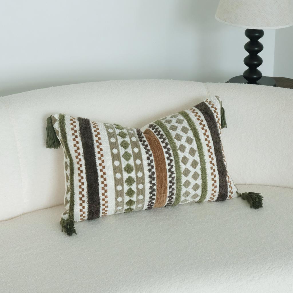Bohemia Dark Green Throw Pillowcase Cojines Vintage Cotton and Linen Sofa Cushion Cover Headboard Pillow Covers 30x50/45x45cm