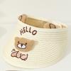 Children's Summer Straw Hat With Wide Brim Cute Bear Ears Breathable Sunshade Cap