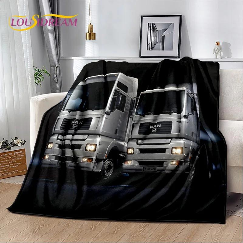 HD Man Truck Lorry 3D Printing Soft Flannel Blankets,Throw Blanket Comfortable Blanket for Picnic Beds Sofa Home Bedroom Gifts