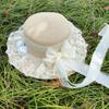 A Mori Pastoral Lo Girl Soft Girl Hat Lace Bow Visor Doll Woven Hat Streamer