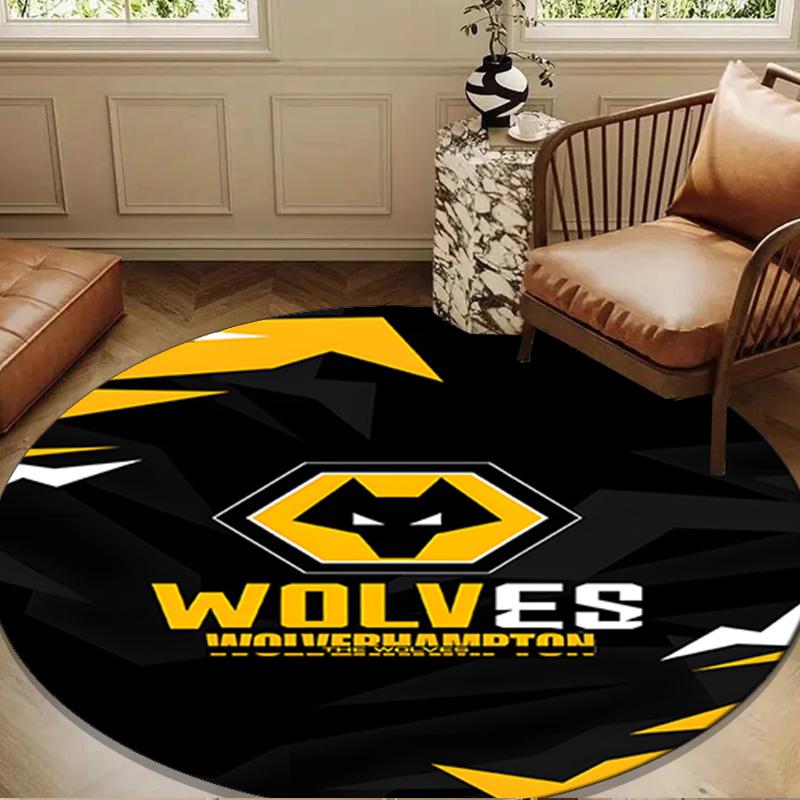 1PC Rug Wolves Football Club Emblem Round Mat Home Decor, Chair Rug For livingroom,Bedroom, Doormat Home Decor Birthday Gift Christmas Gifts
