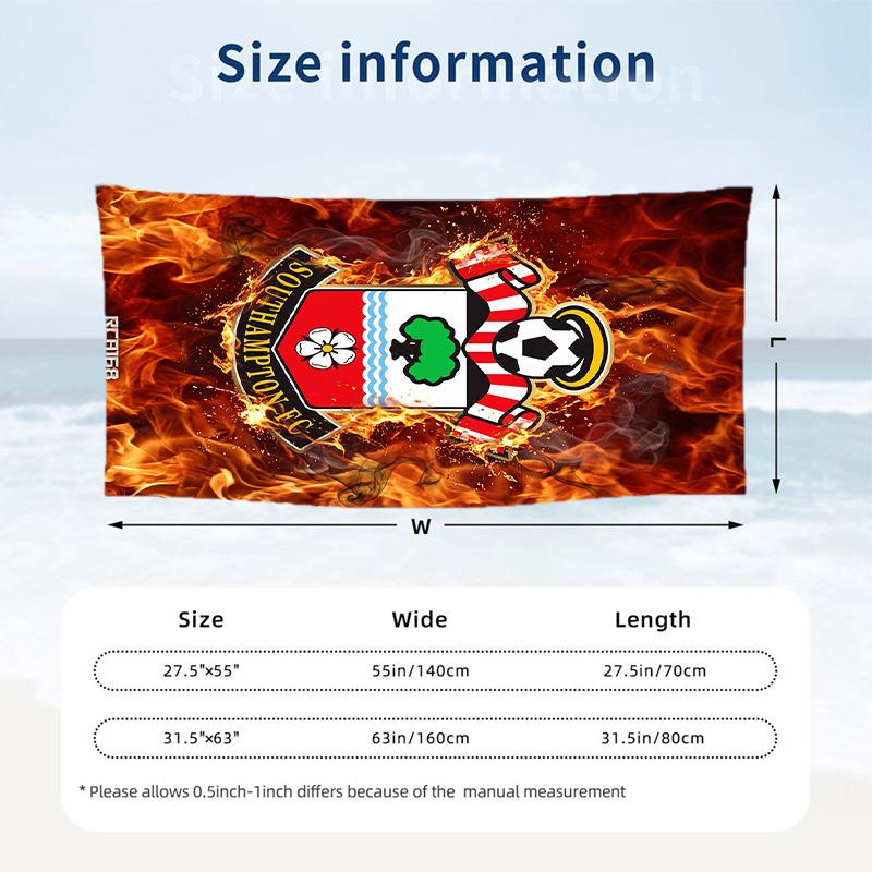 Southampton Football Beach Towel Soft Microfiber Summer Towel Quick Dry Absorbent Towel for Beach Swimming Pool Travel