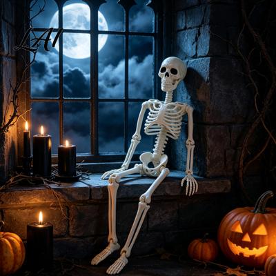 Esqueleto de Cuerpo Completo para Decoraciones de Fiesta Decoración de Halloween 3 pies Tamaño Real Hueso Humano Articulable Realista Decoración Realista Interior Exterior
