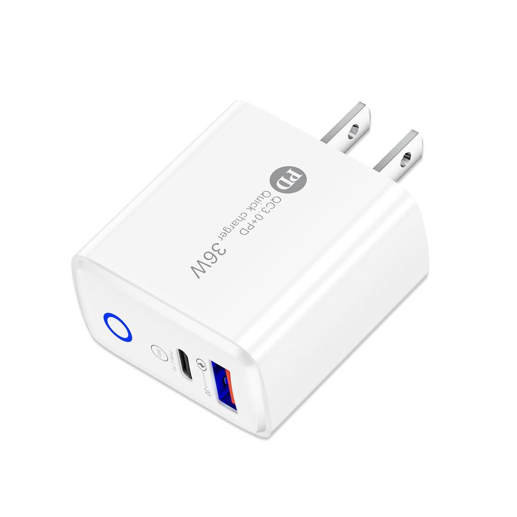 36W PD+QC3.0 Fast Charger for Apple Devices - Compatible with US/EU