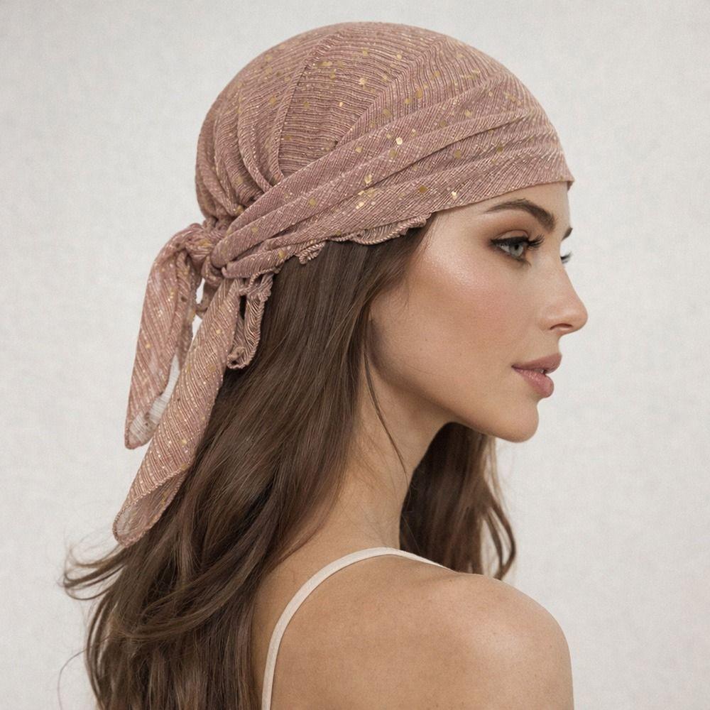 60cm*60cm Hairband Wrinkle Head Wraps Stylish Chemo Beanie Headwraps All Season