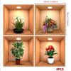 4Pcs 3D Plant Wall Stickers Floral Pattern Green Plants PVC Wall Sticker for Home Art Room Bedroom Background Decoration