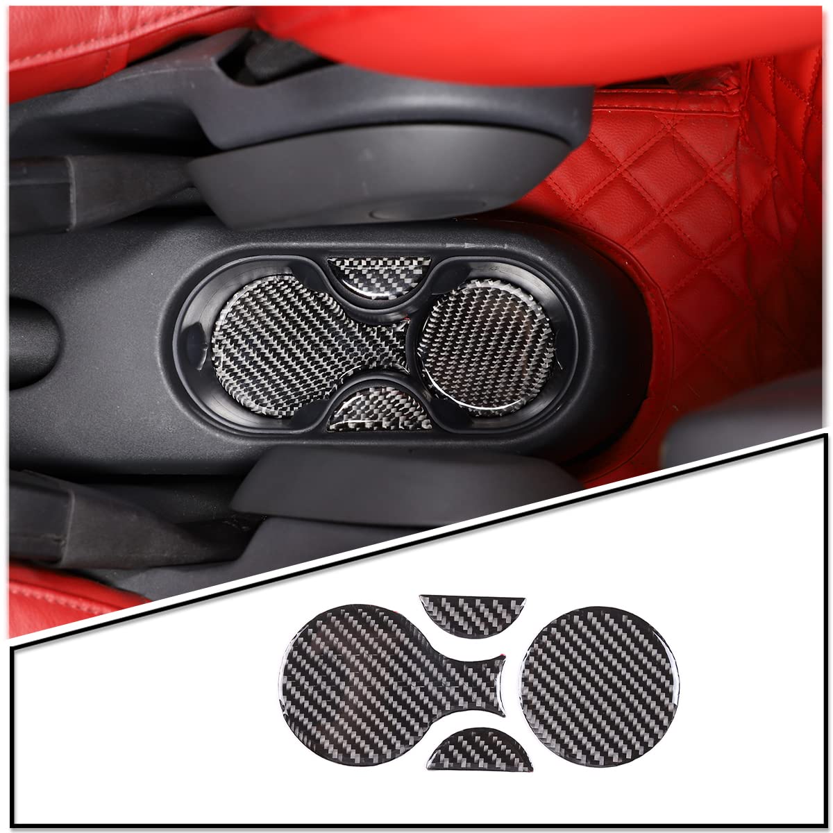 Sauicemy FOR FIAT 500 2011-2019, Carbon Fiber Style Interior and Exterior Decoration Trim Kit style 4 чёрный