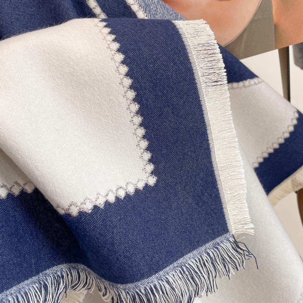 Autumn and winter imitation cashmere splicing scarf Harajuku long dual-purpose air conditioner shawl warm scarf