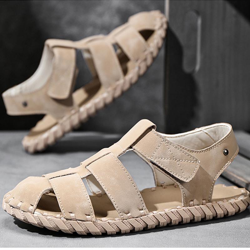 Baotou Sandals, Summer Handmade Flat Bottomed Sandals, Men's Casual Breathable Beach Shoes