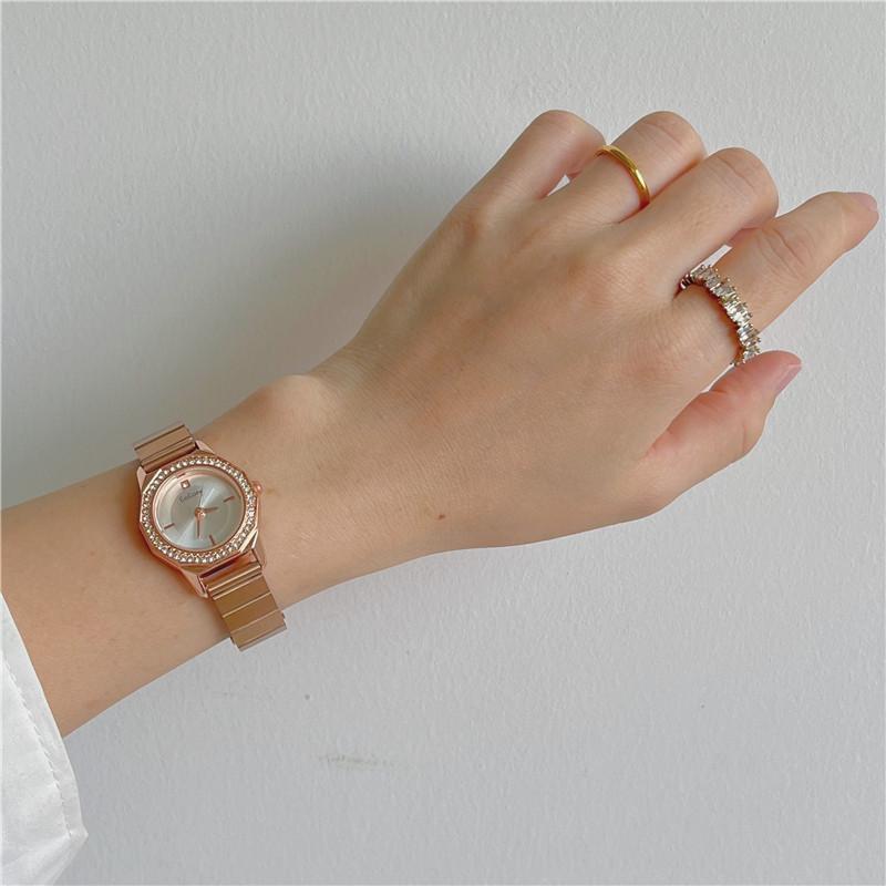 Modny Prosty Damski Zegarek Kwarcowy z Cyrkoniami Mały Stal Nierdzewna Elegancki Damski Zegarek na Rękę relogio feminino montre femme