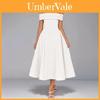 Elegante Abito A Line Scollato Con Vita Alta Per Uso Casual E Quotidiano