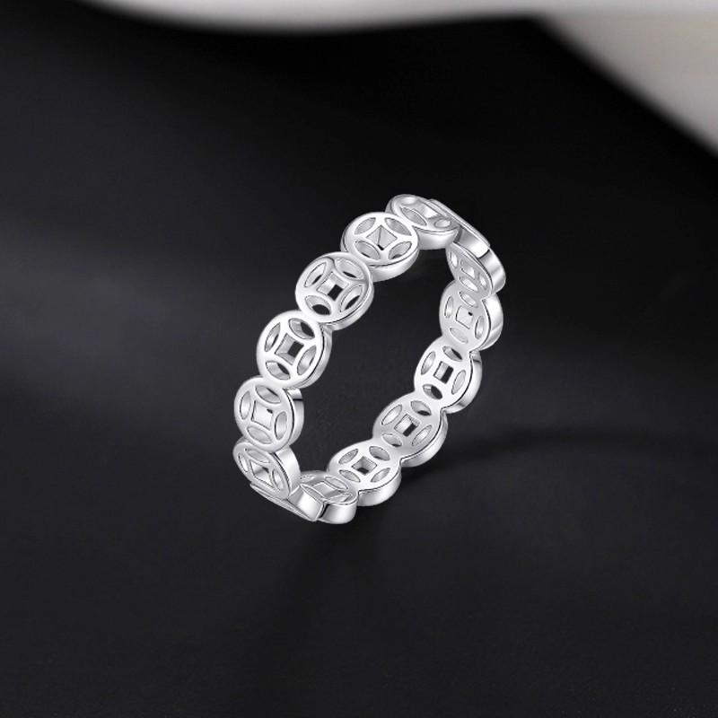 

Sterling Silver Qian Duo Duo Women s Ring: Pure Silver Coin, Chinese-Style, Luck-Attracting, Trendy Finger Accessory Size 8