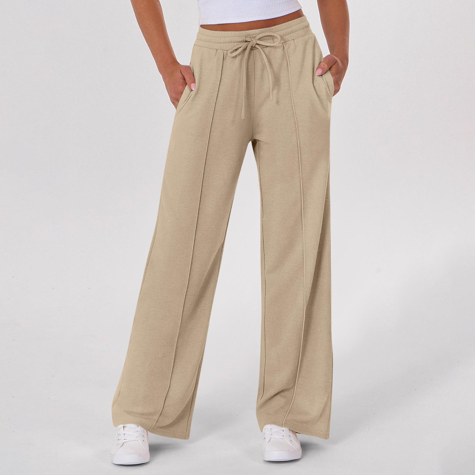 

Женские широкие спортивные штаны с высокой талией, повседневные брюки для занятий йогой S хаки