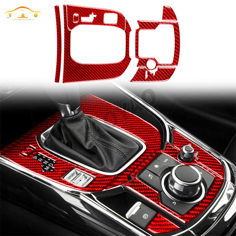 Carbon Fiber For Mazda CX-9 2016-2023 Car Central Control Knob Button Decorative Frame Cover Trim Sticker