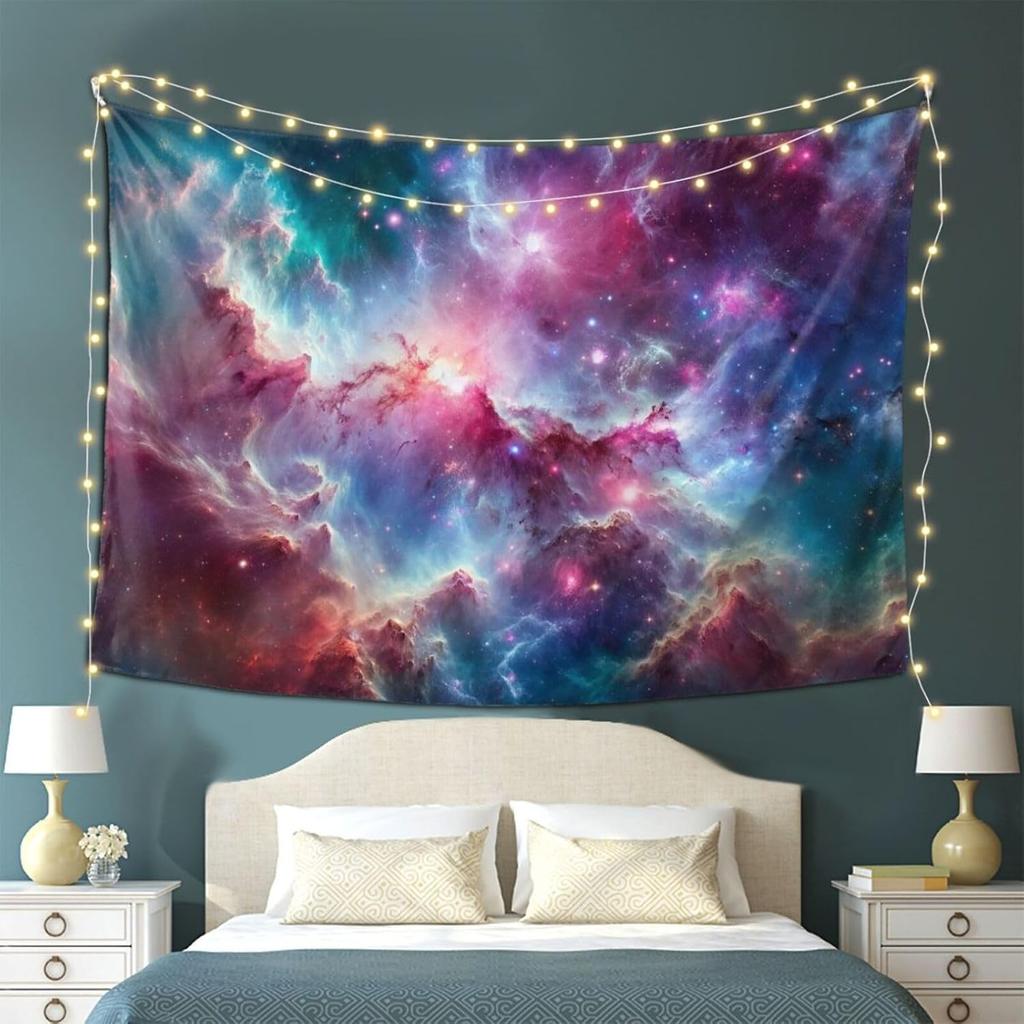 Nebula Tapestry Fancy Purple Space Star Wall Art Bedroom Aesthetic Space Mysterious Fantasy Night Sky Room Decoration Bedroom