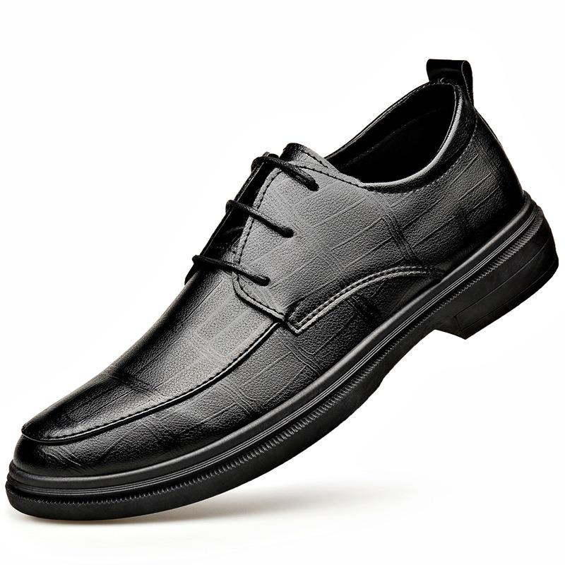 New Men's Genuine Cowhide Leather Lace-Up Brogue Shoes, Soft Casual Classic Stylish Leather Shoes for Men