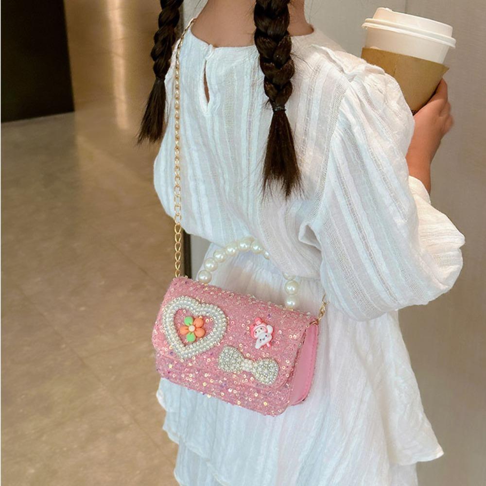 Lace Children's Bag Sequin Shoulder Bag 2024 Underarm Bag  Girl