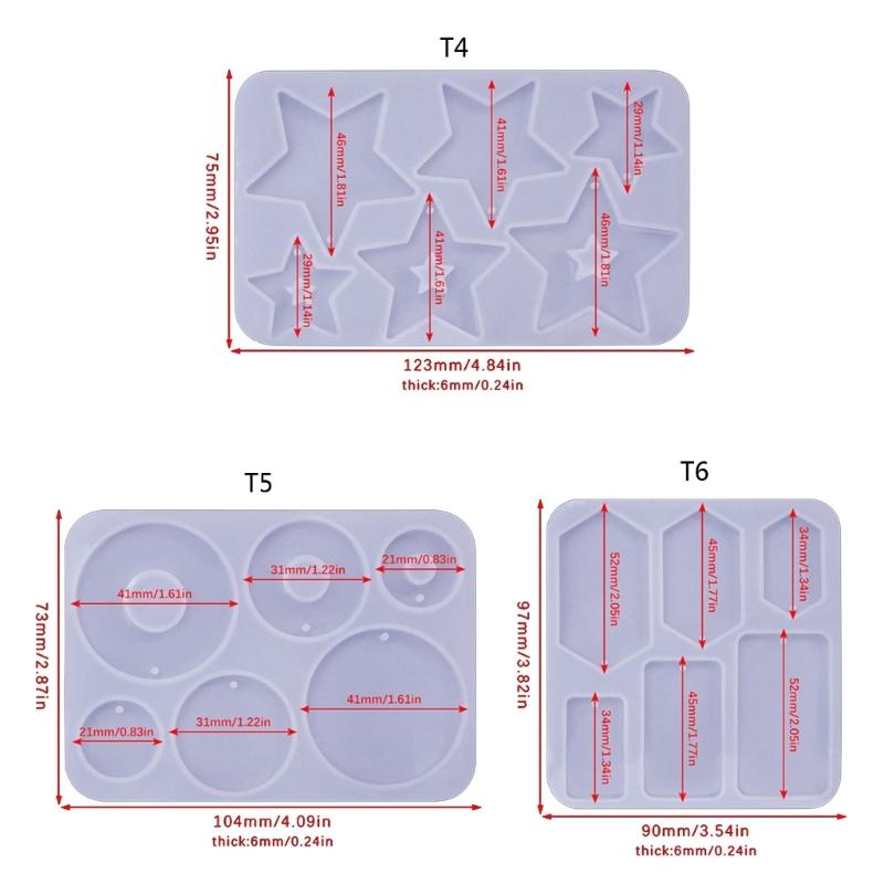 Diy Crystal Epoxy Mold Earrings Jewelry Mold Hanging Pendant Decoration Multiple Styles Round Oval Mirror Silicone Mold