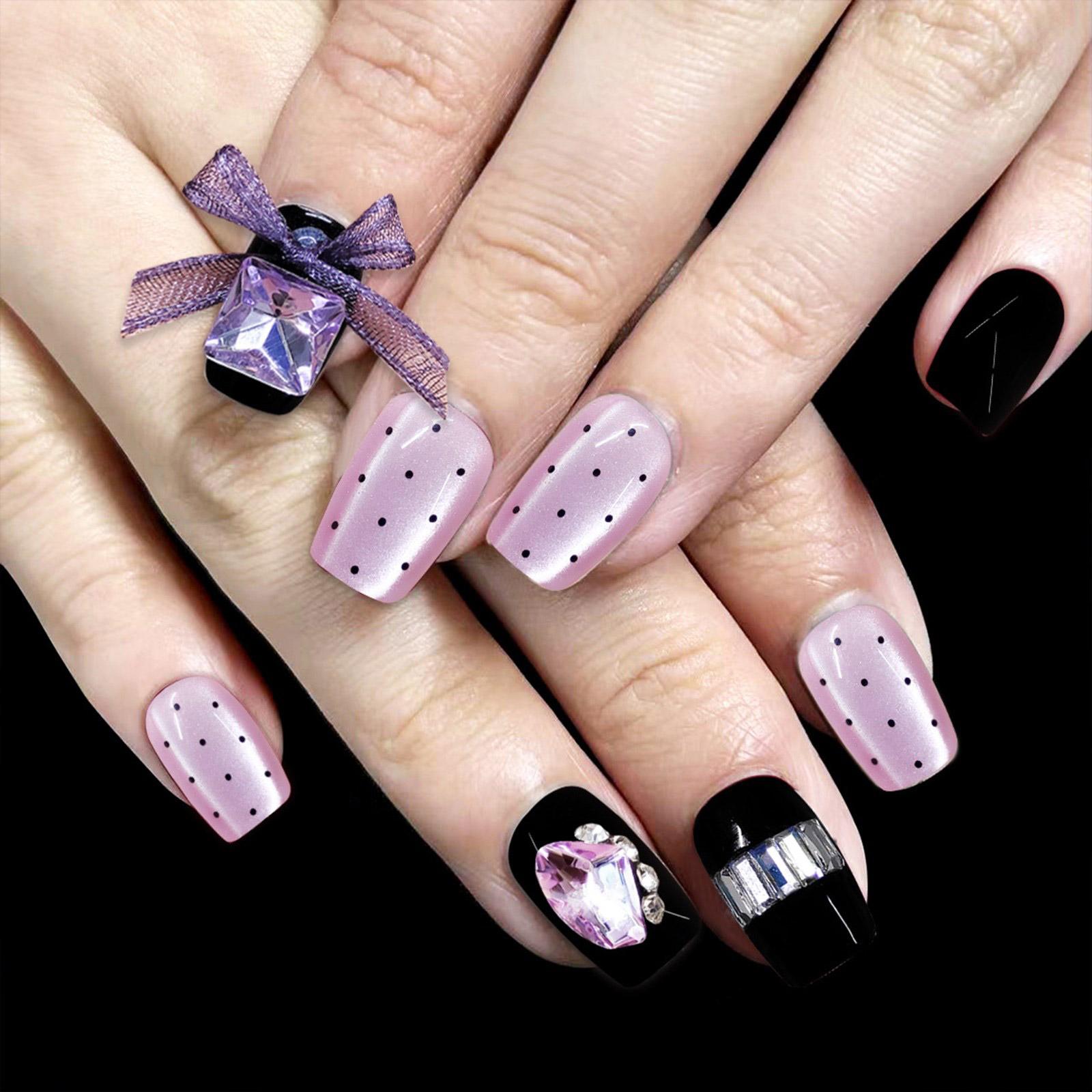 

30 шт. Милые бантики Полное покрытие Накладные ногти Элегантные Наклейки для ногтей Кошачий глаз Накладные ногти Глянцевые Искусственные ногти