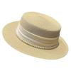 New French Hepburn Style Straw Hat Solid Color Straw Weaving Pearl Chain Hat Uv Protection Breathable Wide Brim Hat Beach Wear