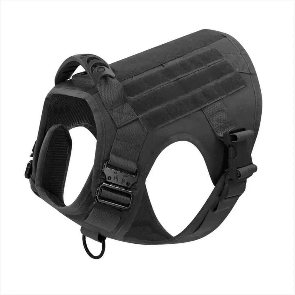 Tactical Leash and Harness Set, Nylon, for Large Dogs, Including a Dog Vest and a Pet Chest and Neck Collar