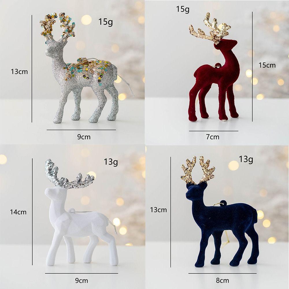 Glittering Glitter Deer Decor Flocking Fabric PVC Christmas Deer Lovely Xmas Tree Pendant  Home