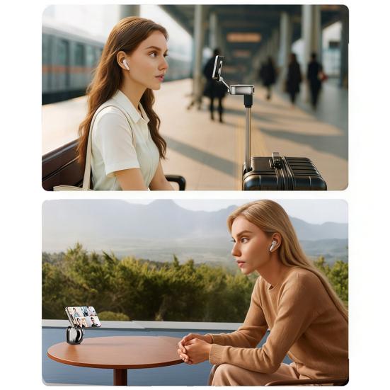 Mobile Phone Holder Adjustable 720 Degrees Angle Magnetic Airplane Travel Stand Compact Foldable Phone Mount