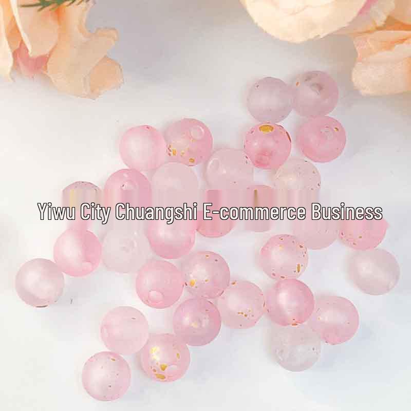 Gold-Sprinkled 8mm Round Beads for DIY Hairpin Flower Accessories