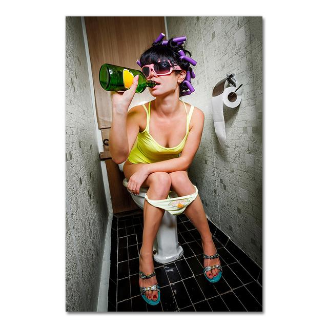 Retro Sexy Poster Toilet Style Art Bathroom Decor Poster and Wall Picture Children Room Decoration Home Decor Canvas Painting No Frame
