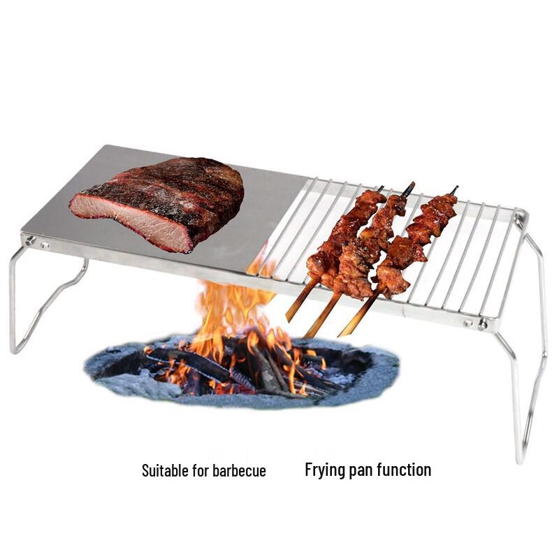 Portable Outdoor Stainless Steel Folding BBQ Grill & Table