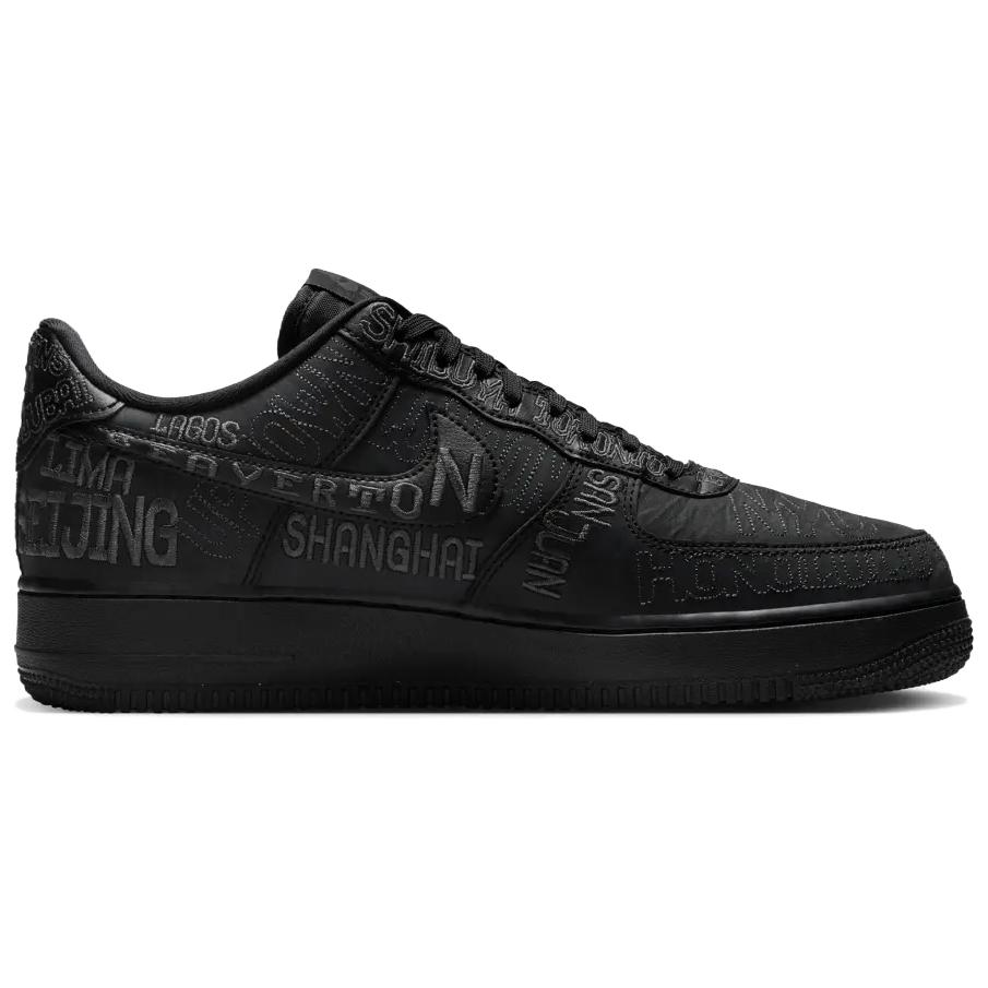 Nike Air Force 1 Low World Tour - Czarne Trampki Unisex Antracytowe II1549-001