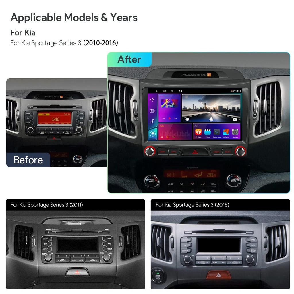9-calowe Radio samochodowe 2 + 32 GB dla KIA Sportage 3 2010-2016 WIFI 2 DIN-Android Auto-Carplay-Gps