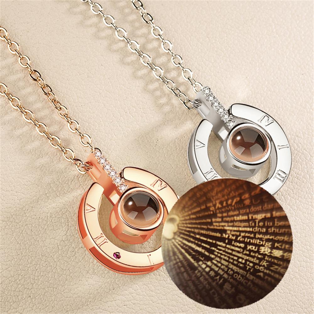SUMENG New 100 Languages I Love You Projection Pendant Necklace Romantic Memory Wedding Jewelry Gifts 2024