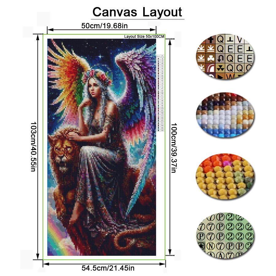 Angel Girl and Lion Large Size Diamond Painting New Collection Animals Diy Full Drill Rhinestone Embroidery Mosaic Cross Stitch Kits