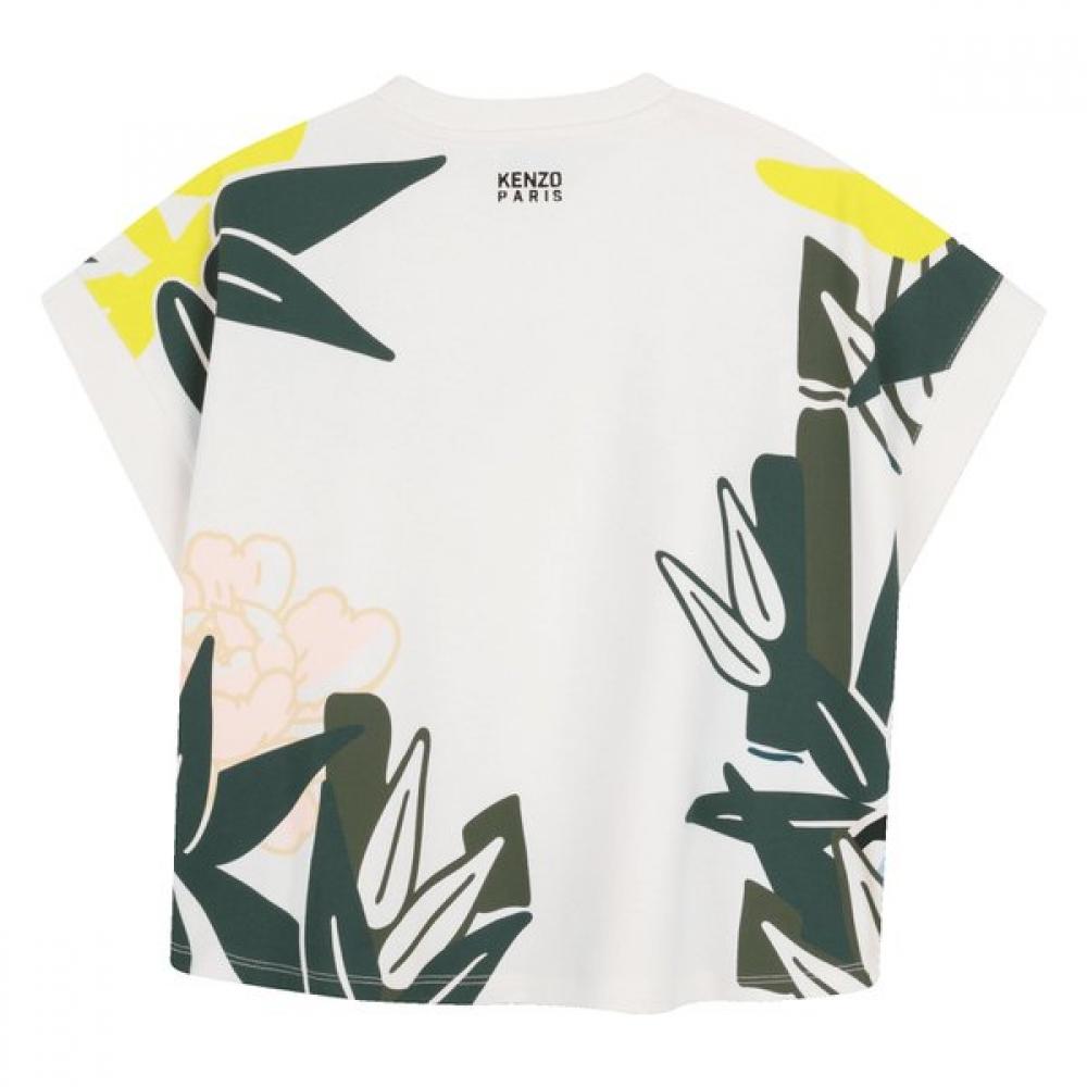 Kenzo Kids 14 Years ShorT Sleeve T shirT Eden Jungle elephanT paTTern  26ss Z265