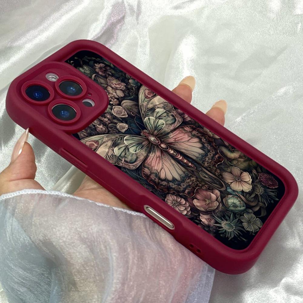 JT106 Butterfly and Flowers for iPhone 17 16 15 Pro Max Samsung S26 S25 S24 Ultra A17 A16 A07 A56 A06 A15 Xiaomi 15T Redmi 15c 14C 13C Soft TPU Case