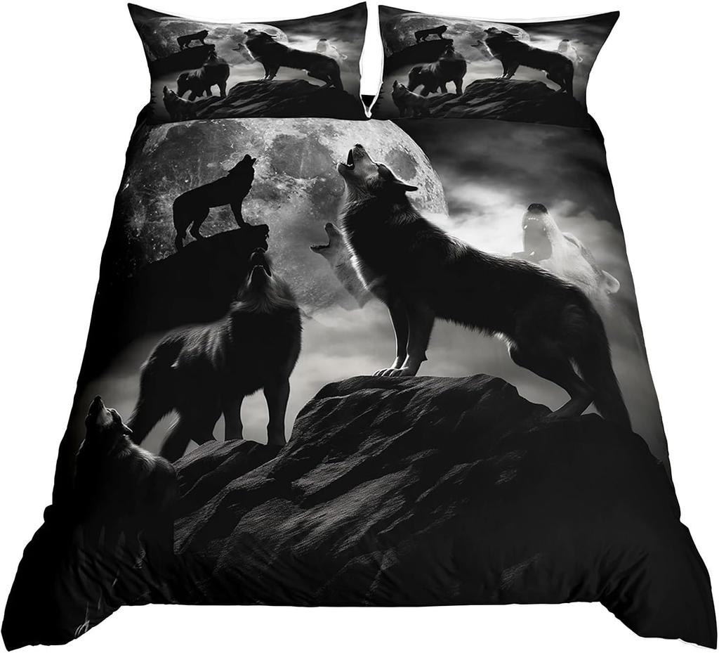 Wolf Duvet Cover Twin Queen 2/3Pcs Wild Animal Wolves Bedding Set For Boys Girls Teens Microfiber Snow Mountain Comforter Cover