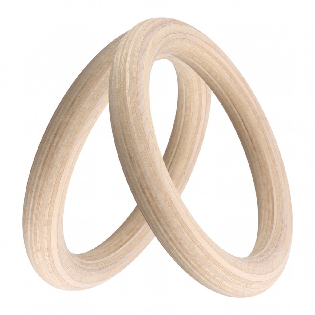 Solid Birch Wooden Gymnastics Rings Pair for Effective Fitness Training